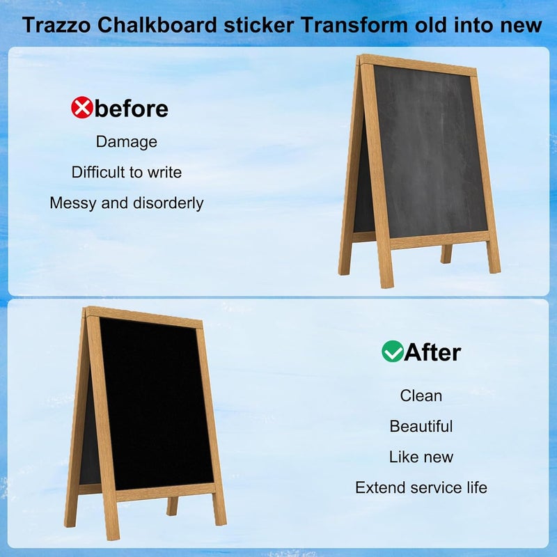 Trazzo Extra Large Chalkboard Paper Roll Peel and Stick Chalk Board Wallpaper(+5 Chalks) Chalk Paint Contact Paper Blackboard - Image 4